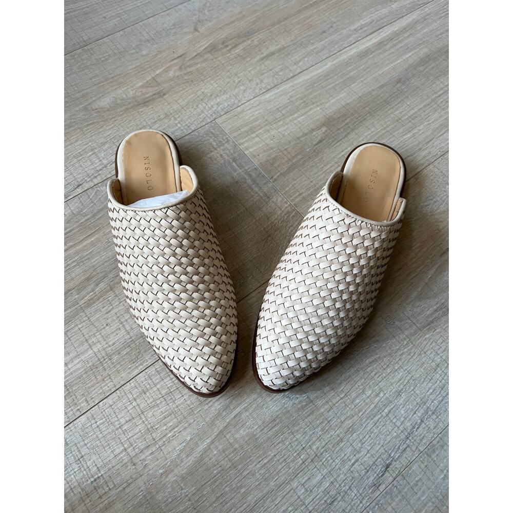 NEW AMA woven mule size 8 bone cream Nisolo